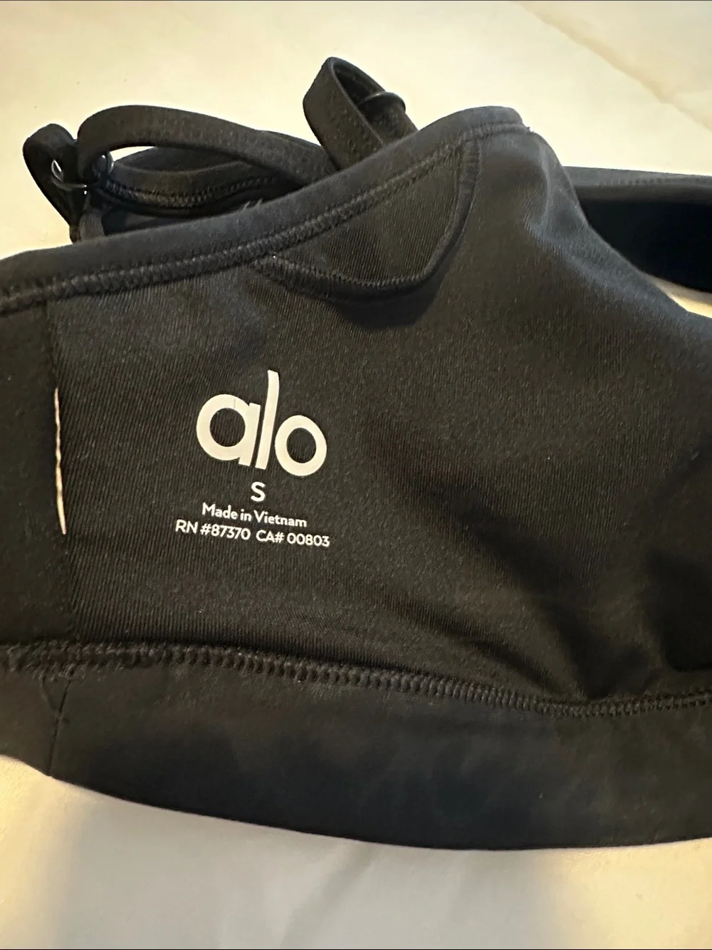ALO Yoga Black Strappy Logo Sports Bra